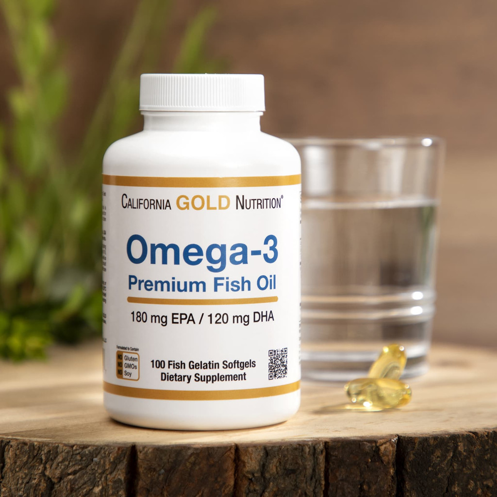 California Gold Nutrition, Omega-3 Premium Fish Oil, 100 Fish Gelatin Softgels (1,100 mg per Softgel)