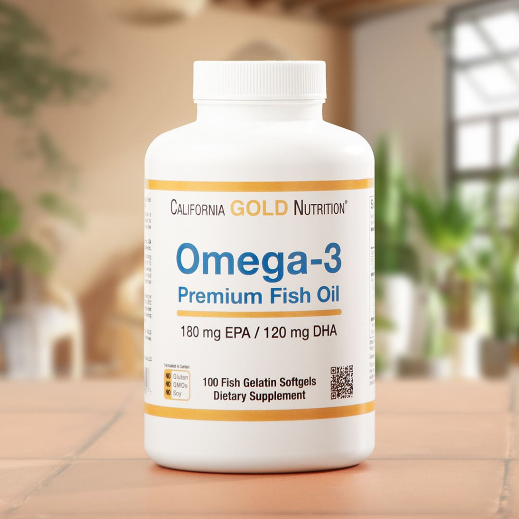 California Gold Nutrition, Omega-3 Premium Fish Oil, 100 Fish Gelatin Softgels (1,100 mg per Softgel)