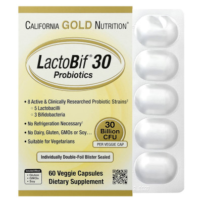 California Gold Nutrition, LactoBifÂ® 30 Probiotics, 30 Billion CFU, 60 Veggie Capsules