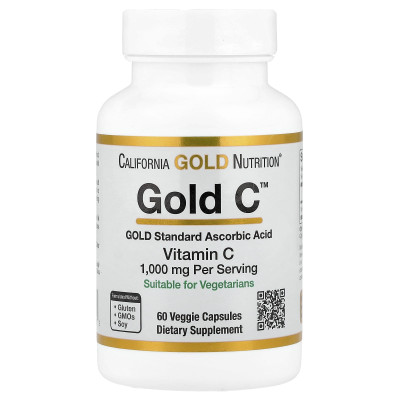 California Gold Nutrition, Gold Câ„¢, USP Grade Vitamin C, 1,000 mg, 60 Veggie Capsules