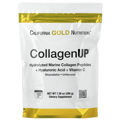 California Gold Nutrition, CollagenUPÂ®, Hydrolyzed Marine Collagen Peptides with Hyaluronic Acid and Vitamin C, Unflavored, 7.26 oz (206 g)