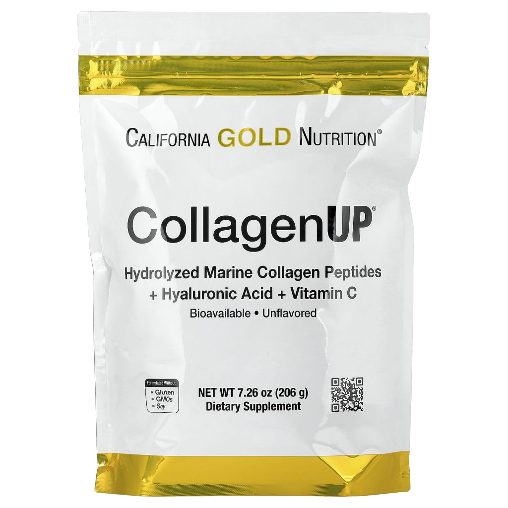 California Gold Nutrition, CollagenUPÂ®, Hydrolyzed Marine Collagen Peptides with Hyaluronic Acid and Vitamin C, Unflavored, 7.26 oz (206 g)
