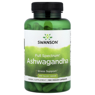 Swanson, Full SpectrumÂ® Ashwagandha, 100 Vegan Capsules (450 mg per Capsule)