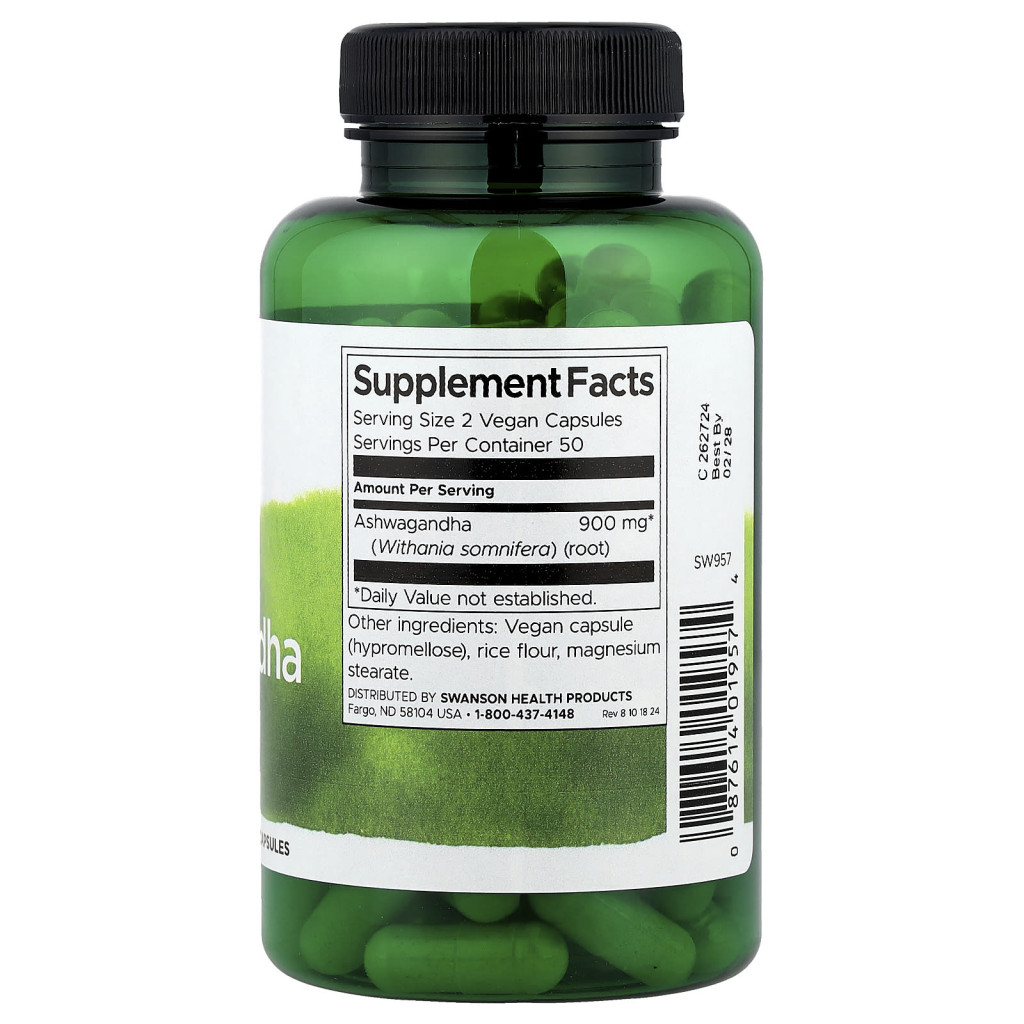 Swanson, Full SpectrumÂ® Ashwagandha, 100 Vegan Capsules (450 mg per Capsule)