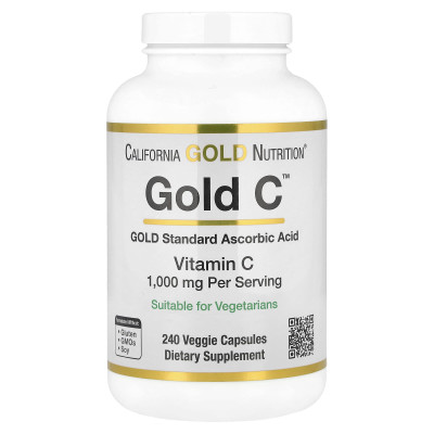 California Gold Nutrition, Gold Câ„¢, USP Grade Vitamin C, 1,000 mg, 240 Veggie Capsules