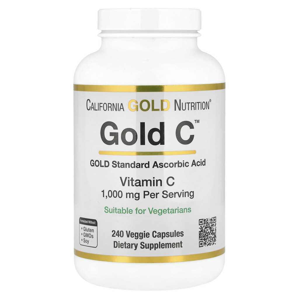 California Gold Nutrition, Gold Câ„¢, USP Grade Vitamin C, 1,000 mg, 240 Veggie Capsules