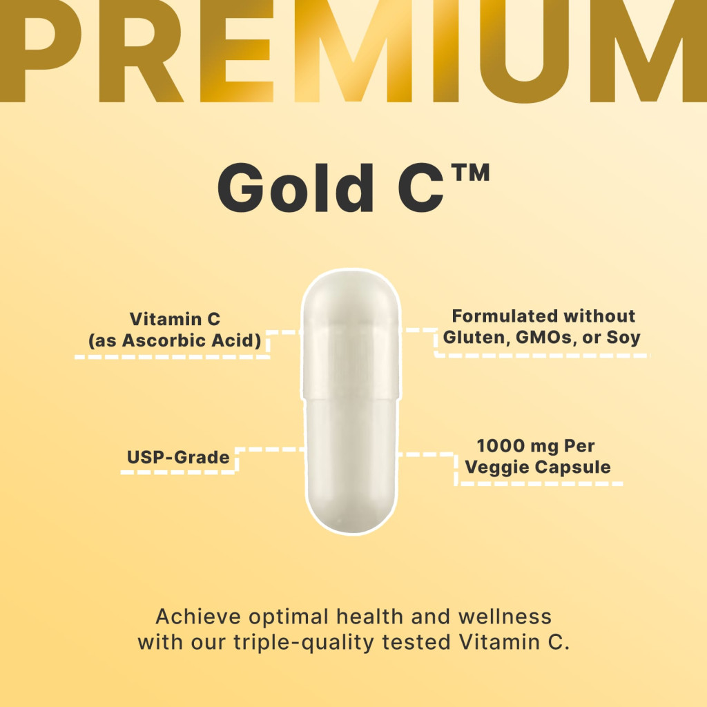 California Gold Nutrition, Gold Câ„¢, USP Grade Vitamin C, 1,000 mg, 240 Veggie Capsules