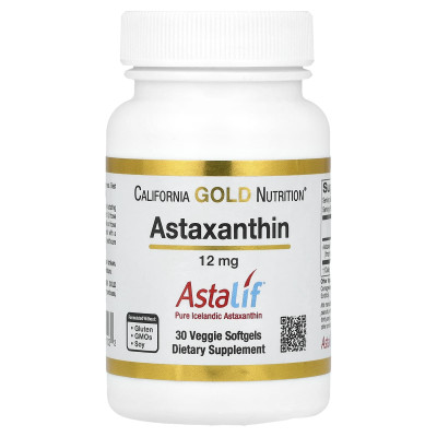 California Gold Nutrition, Astaxanthin, AstalifÂ® Pure Icelandic, 12 mg, 30 Veggie Softgels