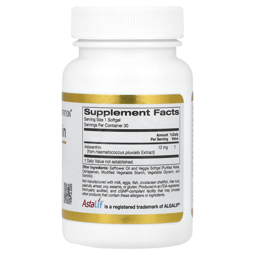 California Gold Nutrition, Astaxanthin, AstalifÂ® Pure Icelandic, 12 mg, 30 Veggie Softgels